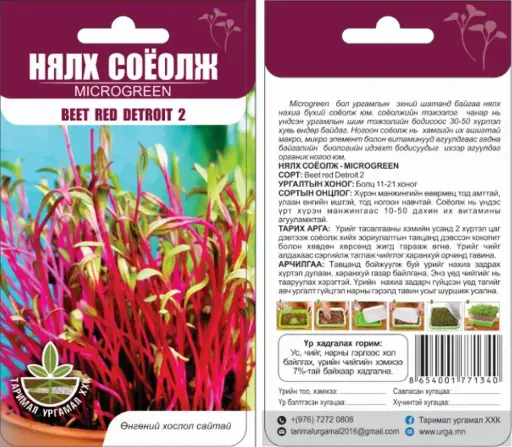 [260431004] Нялх соёолж Beet red Detroit 2 - Таримал Ургамал